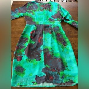 J. Crew long sleeve watercolor silk dress, size 8